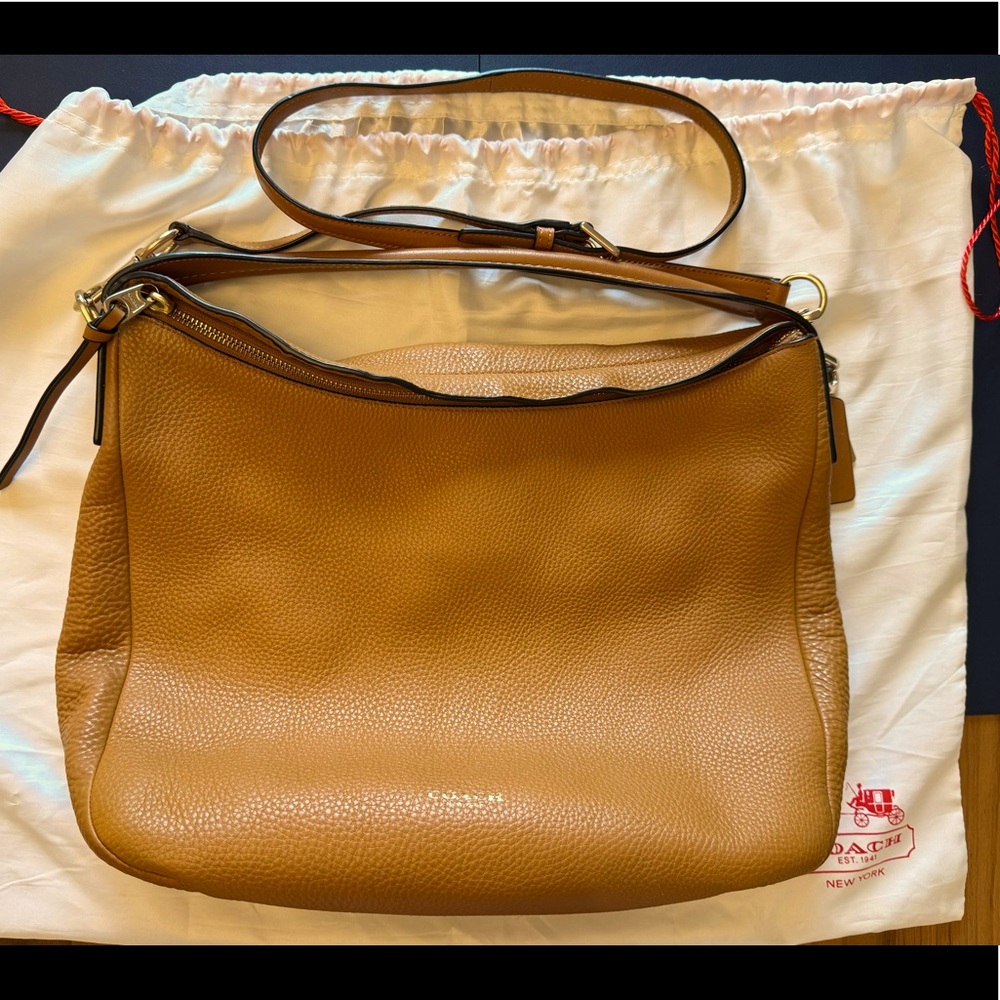 COACH Bleecker Sullivan Hobo pebbled leather bag w/ crossbody strap, dust bag.